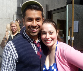 Eliot Halverson and Kate McSwain preparing to perform at the YAS event at Rockefeller Center